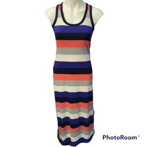 GAP Blue Orange Gray White Stripe Sleeveless Maxi Dress - Size XS